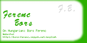 ferenc bors business card